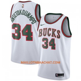 Maillot NBA Milwaukee Bucks Giannis Antetokounm 34 Nike 2017-18 Hardwood Classics Blanc Swingman - Homme